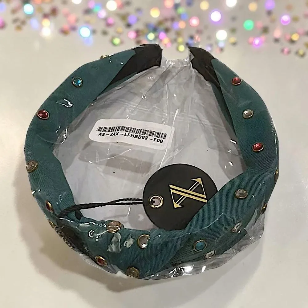 ZAXIE by Stefanie Taylor - Padded Jewel Headband - GREEN NWT MSRP $48